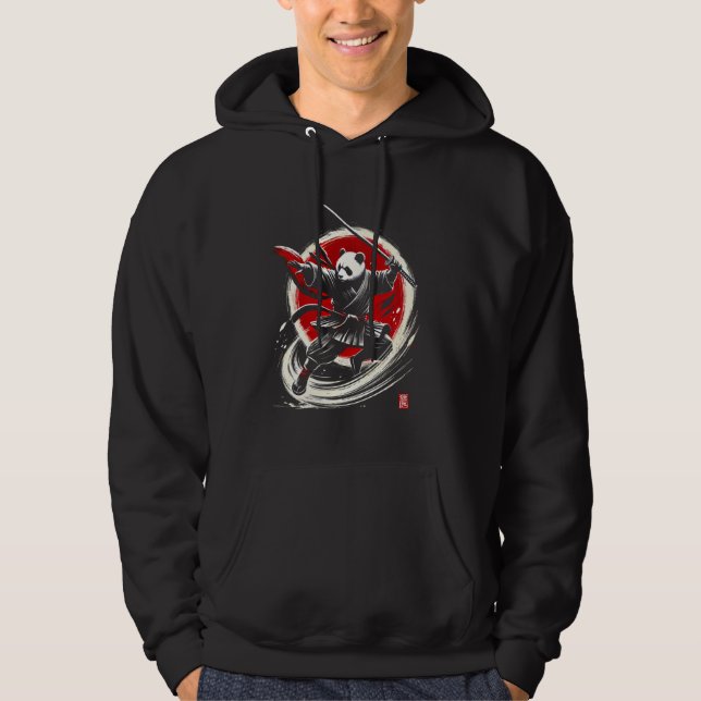 Panda Japanska Ninja Samurai Warrior Japan Manar W Hoodie (Framsida)