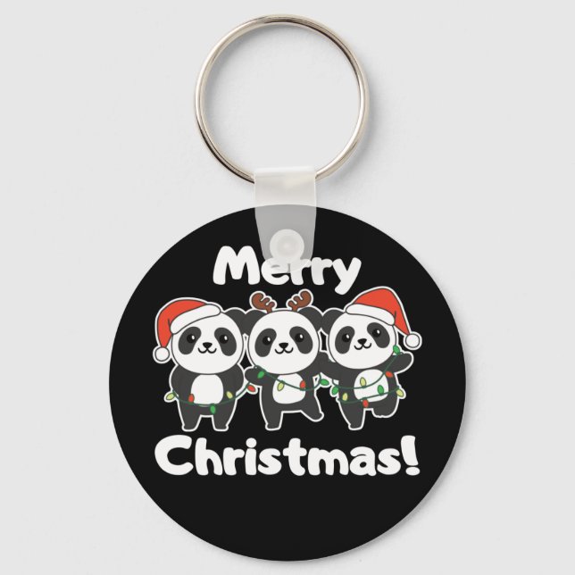 Panda jul Animals Pandas God jul Nyckel Nyckelring (Framsida)