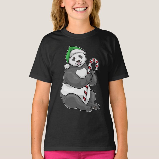 Panda jul Candy cane T Shirt (Framsida)