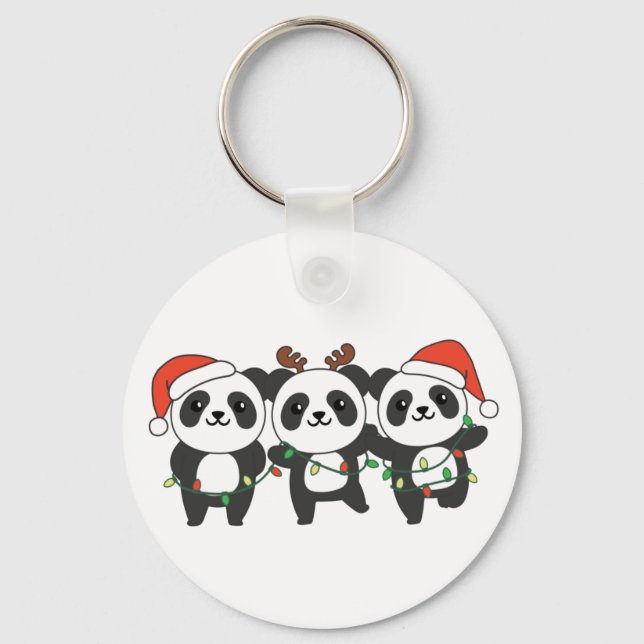 Panda jul-djur Cute Pandas Keyc Nyckelring (Framsida)