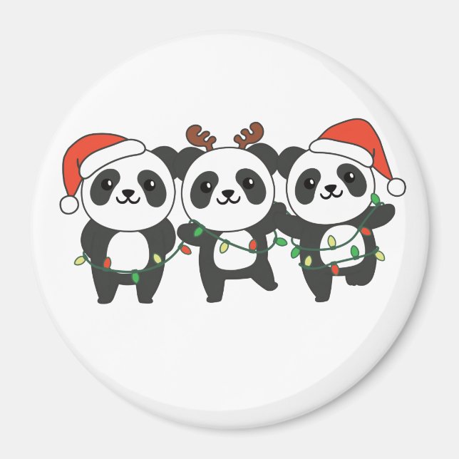 Panda jul-djur Cute Pandas Magn Magnet (Framsidan)