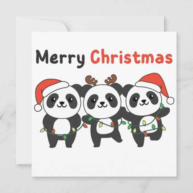 Panda jul djur Pandas God Jul Inbjudan (Framsida)