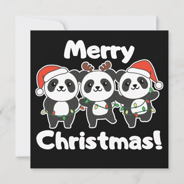 Panda jul djur Pandas God Jul önskningar Inbjudningar (Framsida)