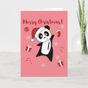 Panda jul snö vinter djur Pandas högtid Helgkort