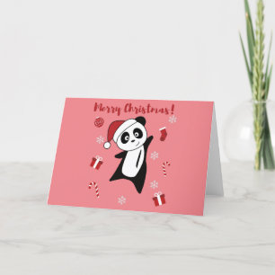 Panda jul snö vinter djur Pandas högtid Helgkort