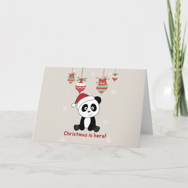 Panda jul snö vinter djur Pandas högtid Helgkort (Framsida)