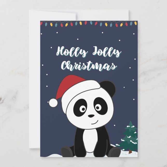 Panda jul snö vinter djur Pandas högtider Julkort (Framsida)