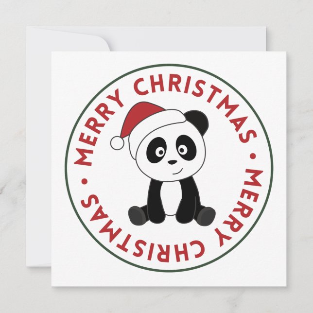 Panda jul snö vinter djur Pandas inbjudan (Framsida)