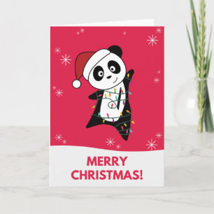 Panda jul snö vinter djur pandas kort