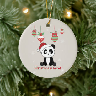Panda jul Snö Winter Animals Pandas Ceramic Julgransprydnad Keramik