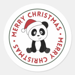 Panda jul Snö Winter Animals Pandas Classic Runt Klistermärke