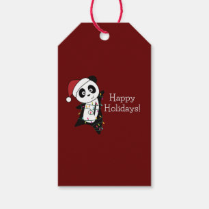 Panda jul Snö Winter Animals Pandas Gift Ta Presentetikett