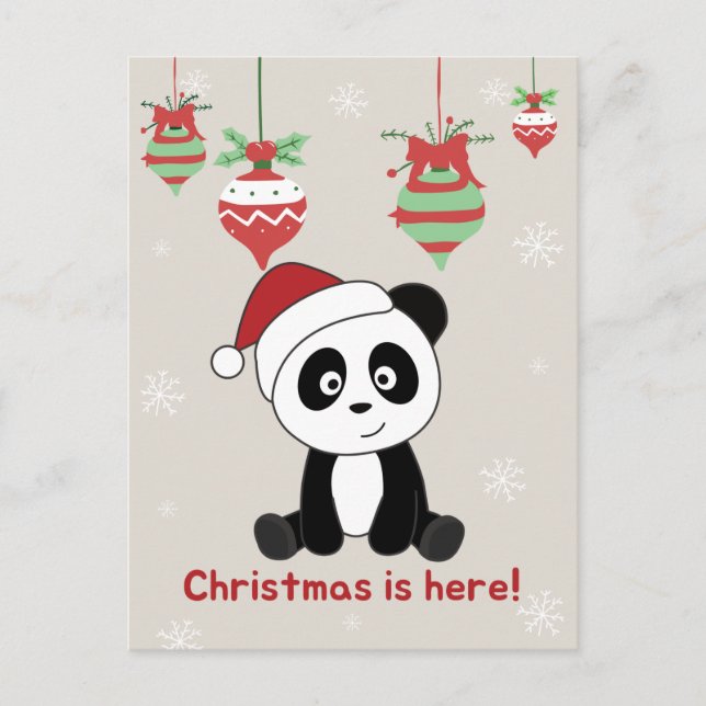 Panda jul Snö Winter Animals Pandas Helgdag Helg Vykort (Framsida)