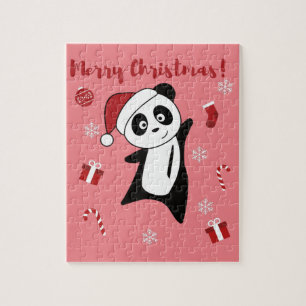 Panda jul Snö Winter Animals Pandas Jigszawa Pussel