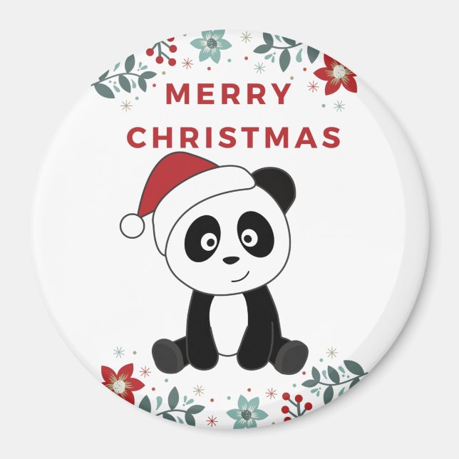 Panda jul Snö Winter Animals Pandas Magnet (Framsidan)