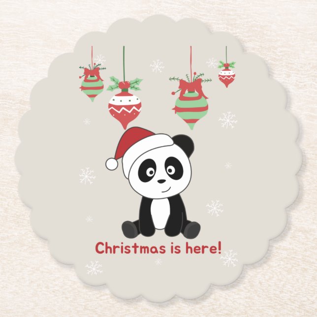 Panda jul Snö Winter Animals Pandas Papper C Underlägg Papper (Framsida)