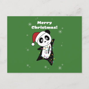 Panda jul Snö Winter Animals Pandas Postcar Vykort