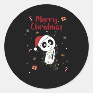 Panda jul Snö Winter Animals Pandas Runt Klistermärke