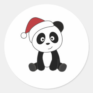 Panda jul Snö Winter Animals Pandas Runt Klistermärke