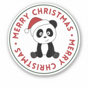 Panda jul Snö Winter Animals Pandas Sticker Klistermärken