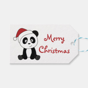 Panda jul Snö Winter Animals Pandas Trucker Presentetikett