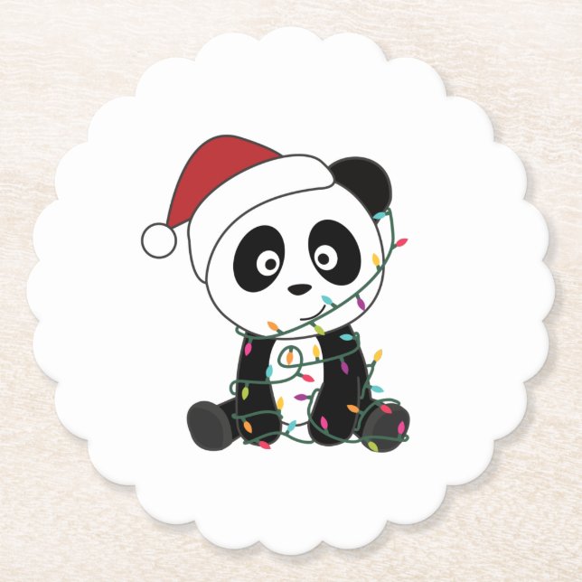Panda jul Snö Winter Animals Pandas Underlägg Papper (Framsida)
