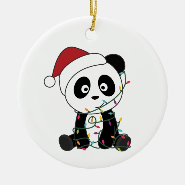 Panda jul Snö Winter Animals Pandas Vuxen C Julgransprydnad Keramik (Framsidan)
