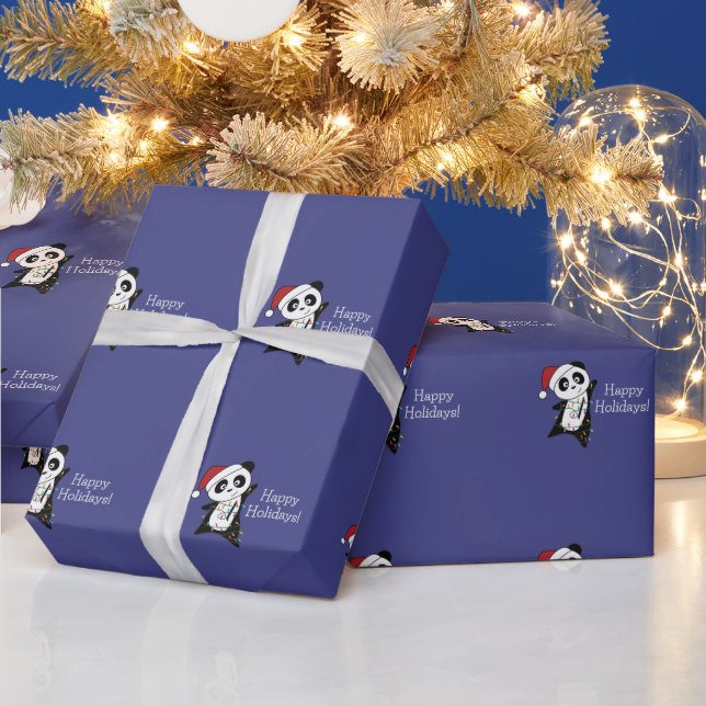 Panda jul Snö Winter Animals Pandas Wrappin Presentpapper (Helgdagar)