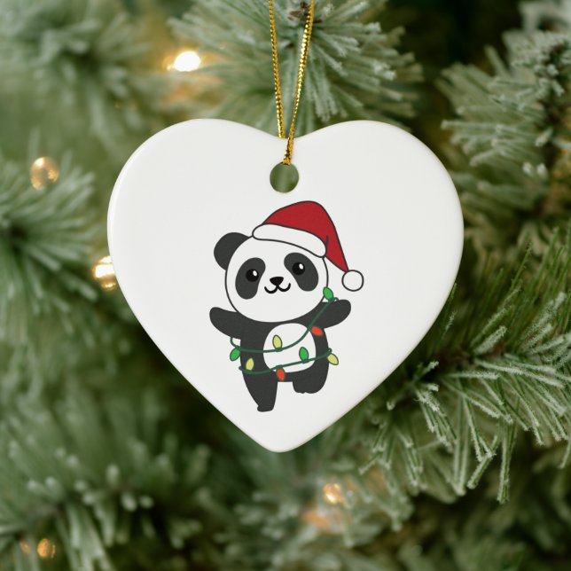 Panda jul Winter Animals Pandas Ceramic Orna Julgransprydnad Keramik (Träd)