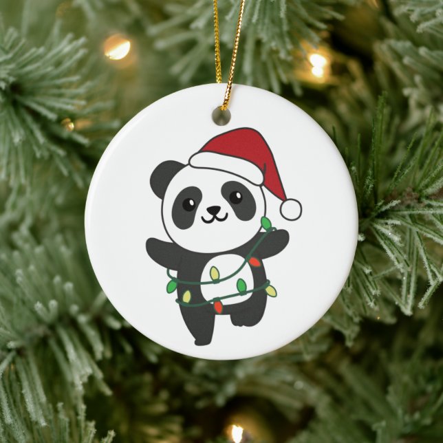 Panda jul Winter Animals Pandas Ceramic Orna Julgransprydnad Keramik (Träd)