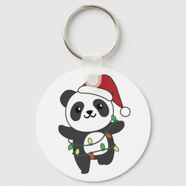 Panda Jul Winter Animals Pandas Keychain Nyckelring (Framsida)