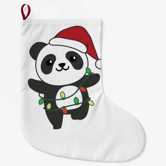Panda jul Winter Animals Pandas Large Kristus Stor Julstrumpa (Framsidan)