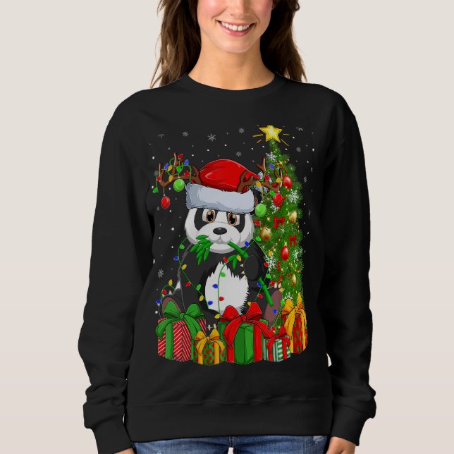 Panda Julafton Helgdag Santa Panda Julgran T Shirt (Framsida)
