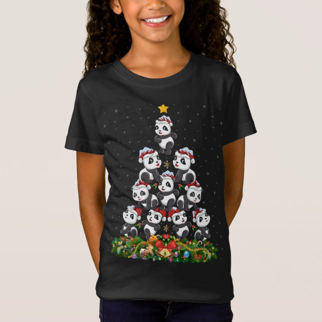 Panda Julafton Träd Gift Santa Hat Panda jul jul T Shirt (Framsida)