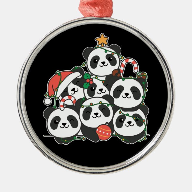 Panda Julgran Funny Animal jul Cerami Julgransprydnad Metall (Framsidan)