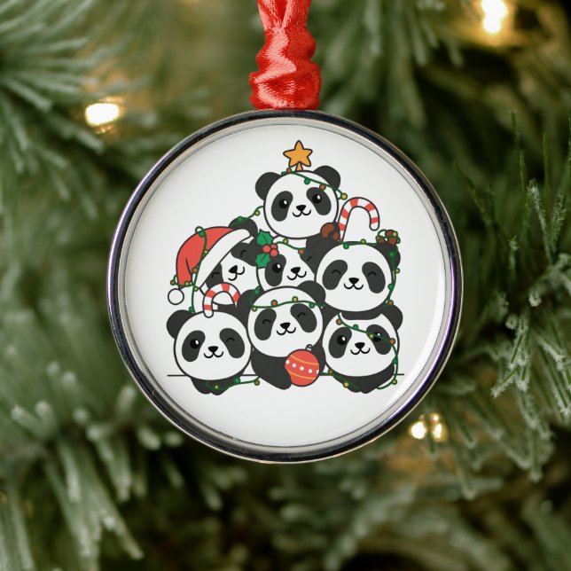 Panda Julgran Funny Animal jul Cerami Julgransprydnad Metall (Träd)