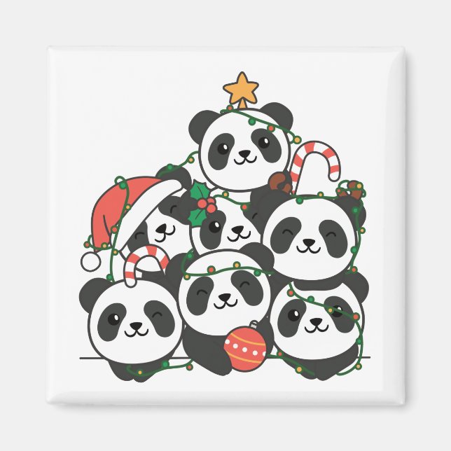 Panda Julgran Funny Animal jul Magnet (Framsidan)