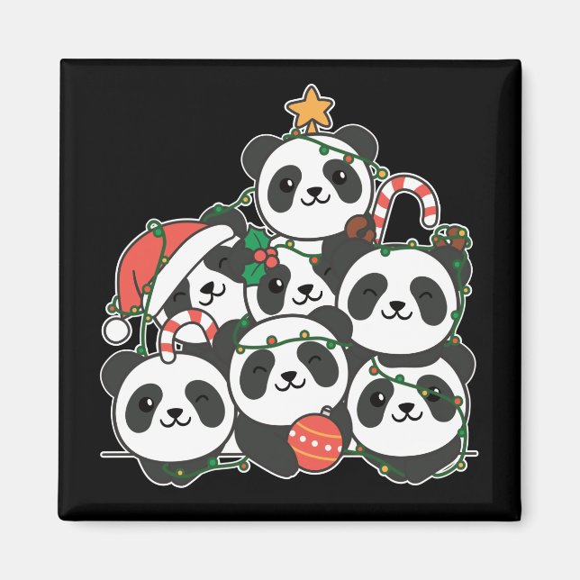 Panda Julgran Funny Animal jul Magnet (Framsidan)
