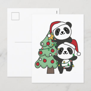 Panda Julgran jul Animals Pandas Helg Vykort