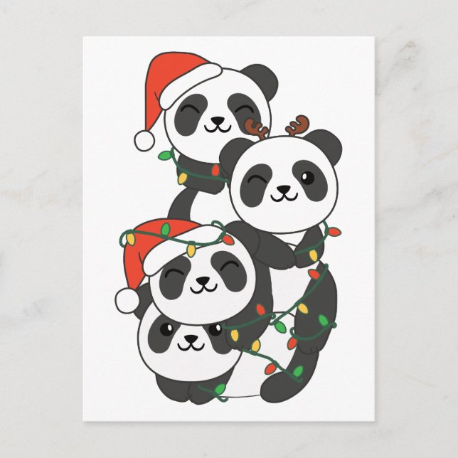 Panda Julgran jul Animals Pandas Holi Helg Vykort (Framsida)