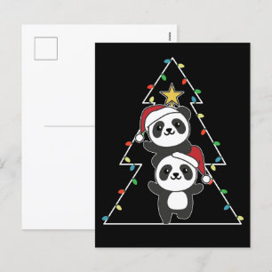Panda Julgran jul Animals Pandas Holi Helg Vykort