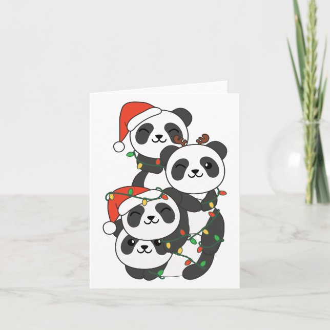 Panda Julgran jul Animals Pandas Holi Helgkort (Framsida)