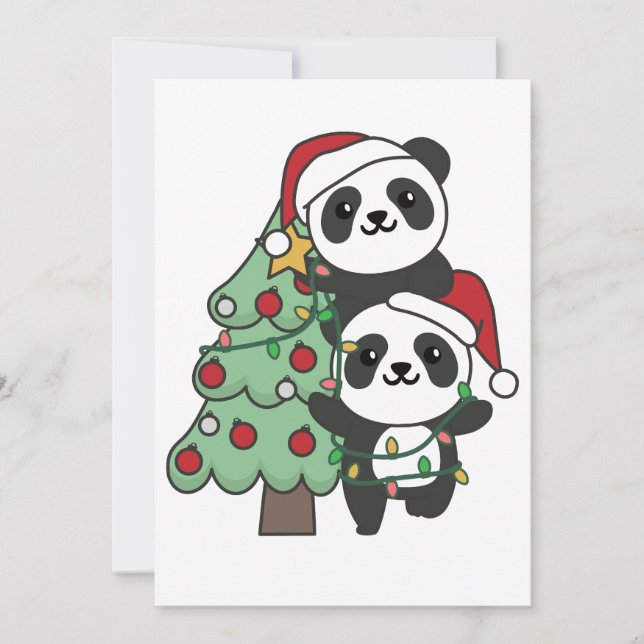 Panda Julgran jul Animals Pandas Julkort (Framsida)