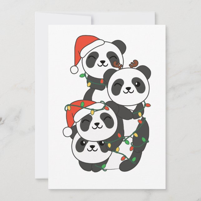 Panda Julgran jul Animals Pandas Julkort (Framsida)