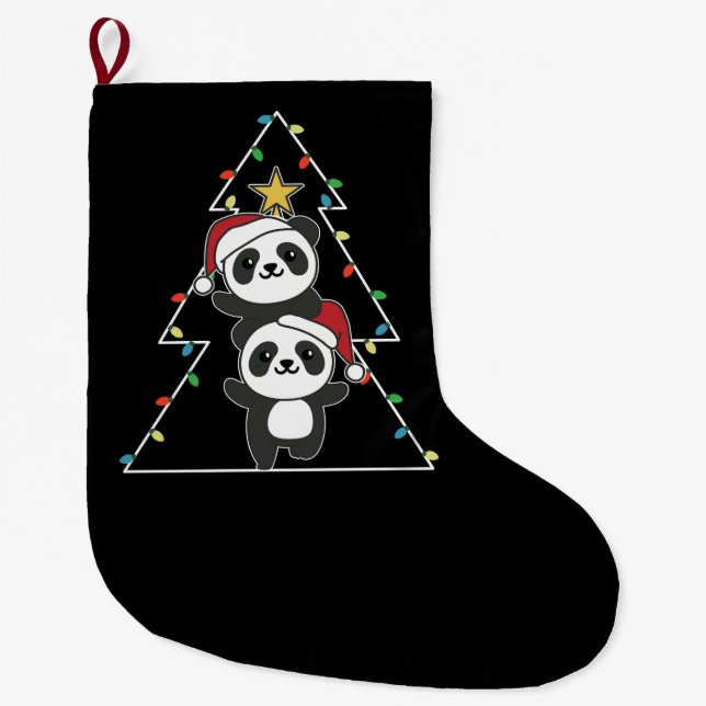Panda Julgran jul Animals Pandas Stor Julstrumpa (Framsidan)