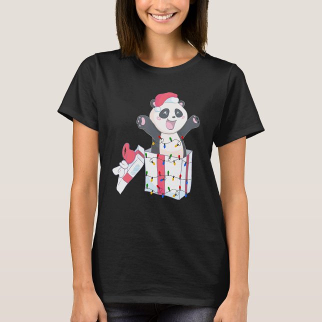 Panda Julgran Light Santa Julafton Kids Boy Gir T Shirt (Framsida)
