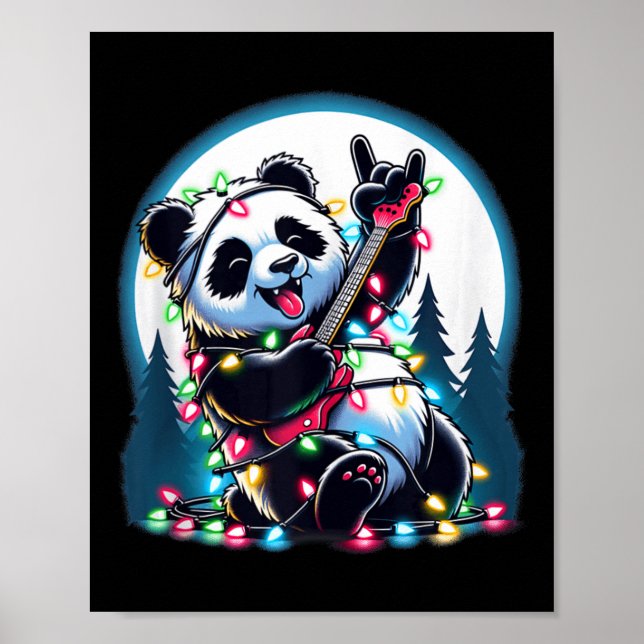 Panda Julgran Ljus Funny Julafton Panda Älskare Poster (Framsidan)