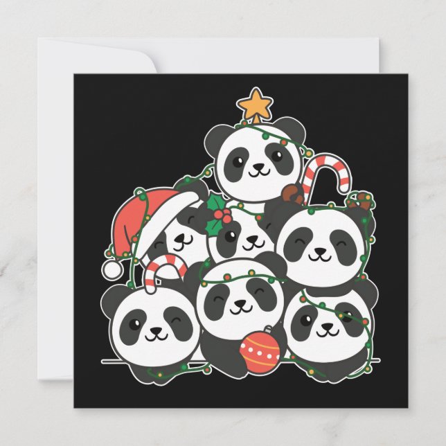 Panda julgran Rolig djur jul inbjudan (Framsida)