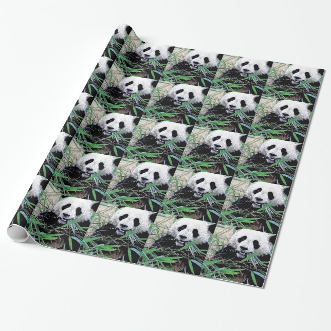 Panda julklappsinslagningspapper presentpapper (Utrullad)