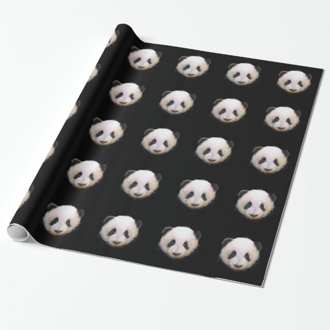 Panda julklappsinslagningspapper presentpapper (Utrullad)
